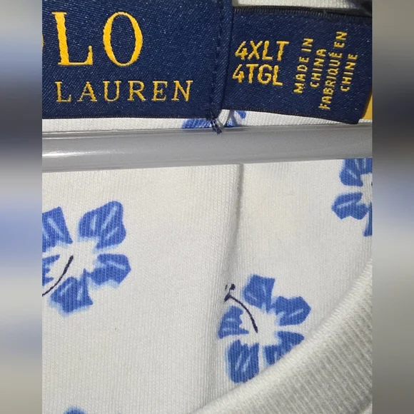 Polo Ralph Lauren White and Blue Patterned Tee.  NWT - Picture 2 of 3